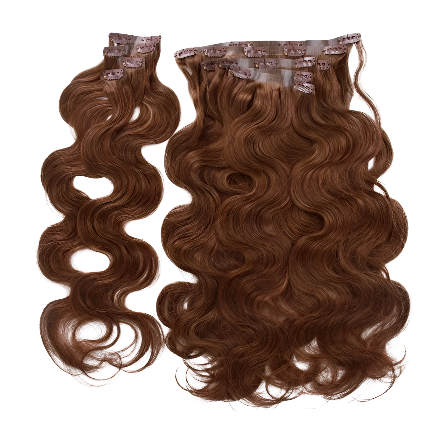 Brown Wavy Seamless Clip In Hair Extensions