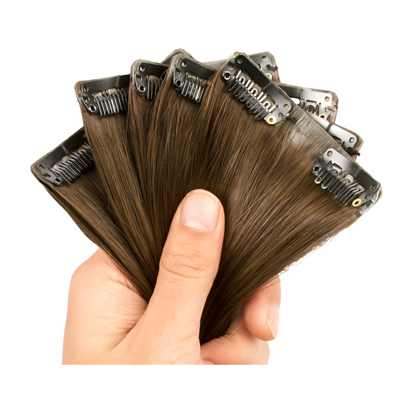 Brown Straight Seamless Clip In Hair Extensions