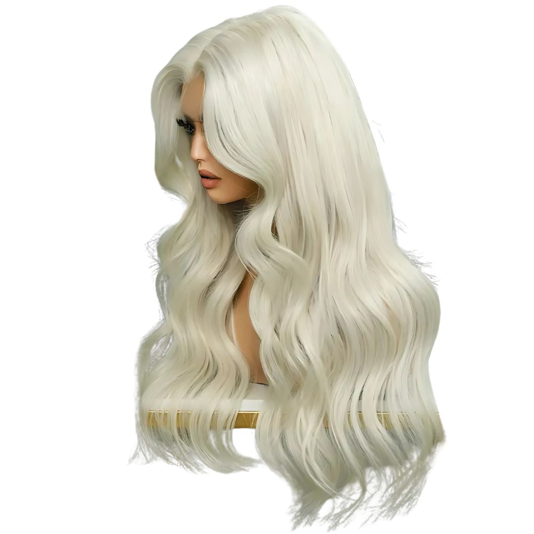 Melpomene's Majesty: The Long Platinum Blonde Lace Front Wig