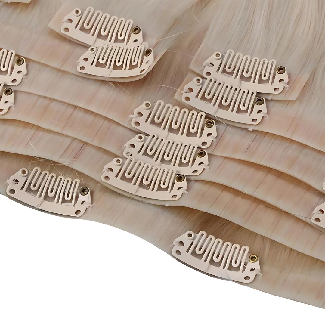 Blonde Straight Seamless Clip In Hair Extensions