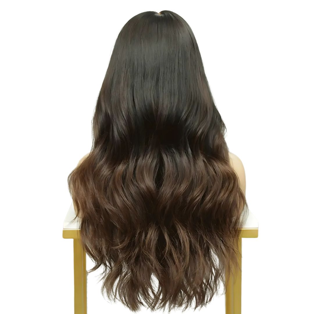 Enchanted Eclipse: The Long Natural Black to Chocolate Brown Ombre Lace Front Wig