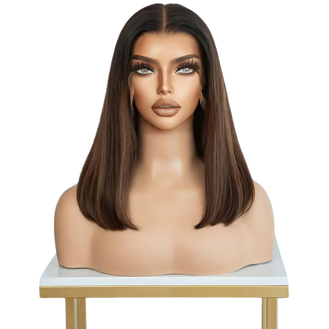 Glamorous Ombre Elegance: Mid-Length Lace Front Wig