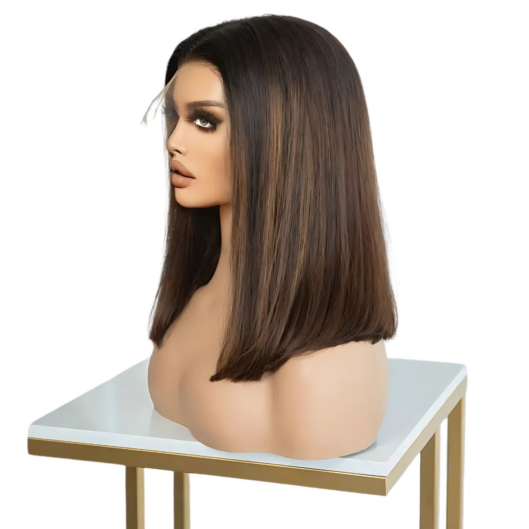 Glamorous Ombre Elegance: Mid-Length Lace Front Wig