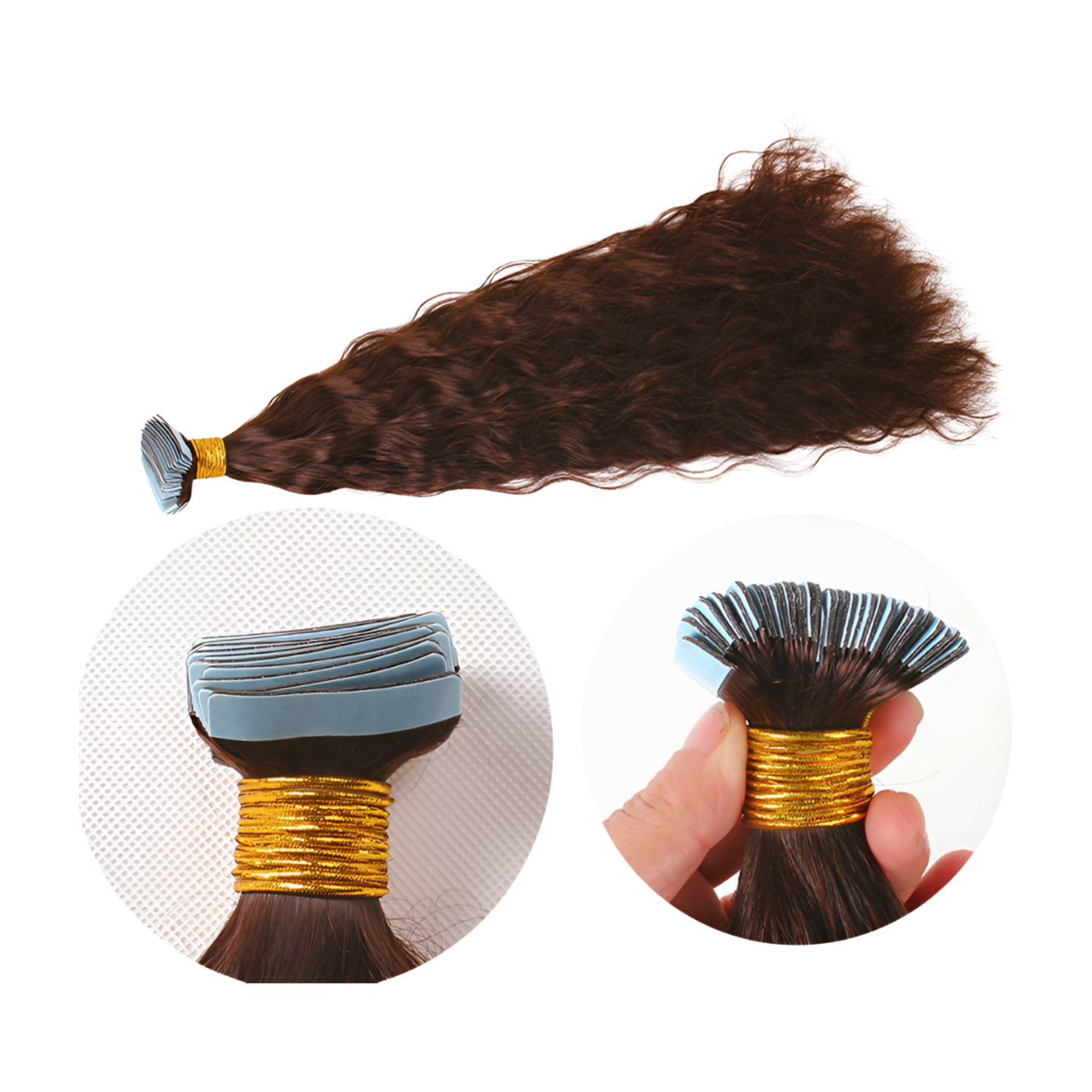 Natural Brown Wavy Tape Ins