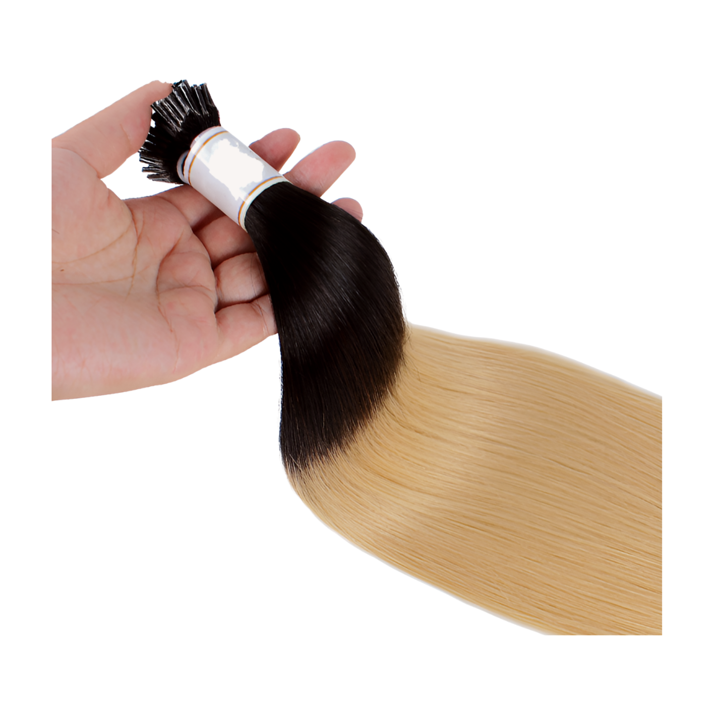 European Brown Roots and Blonde Ombre Straight I-Tips