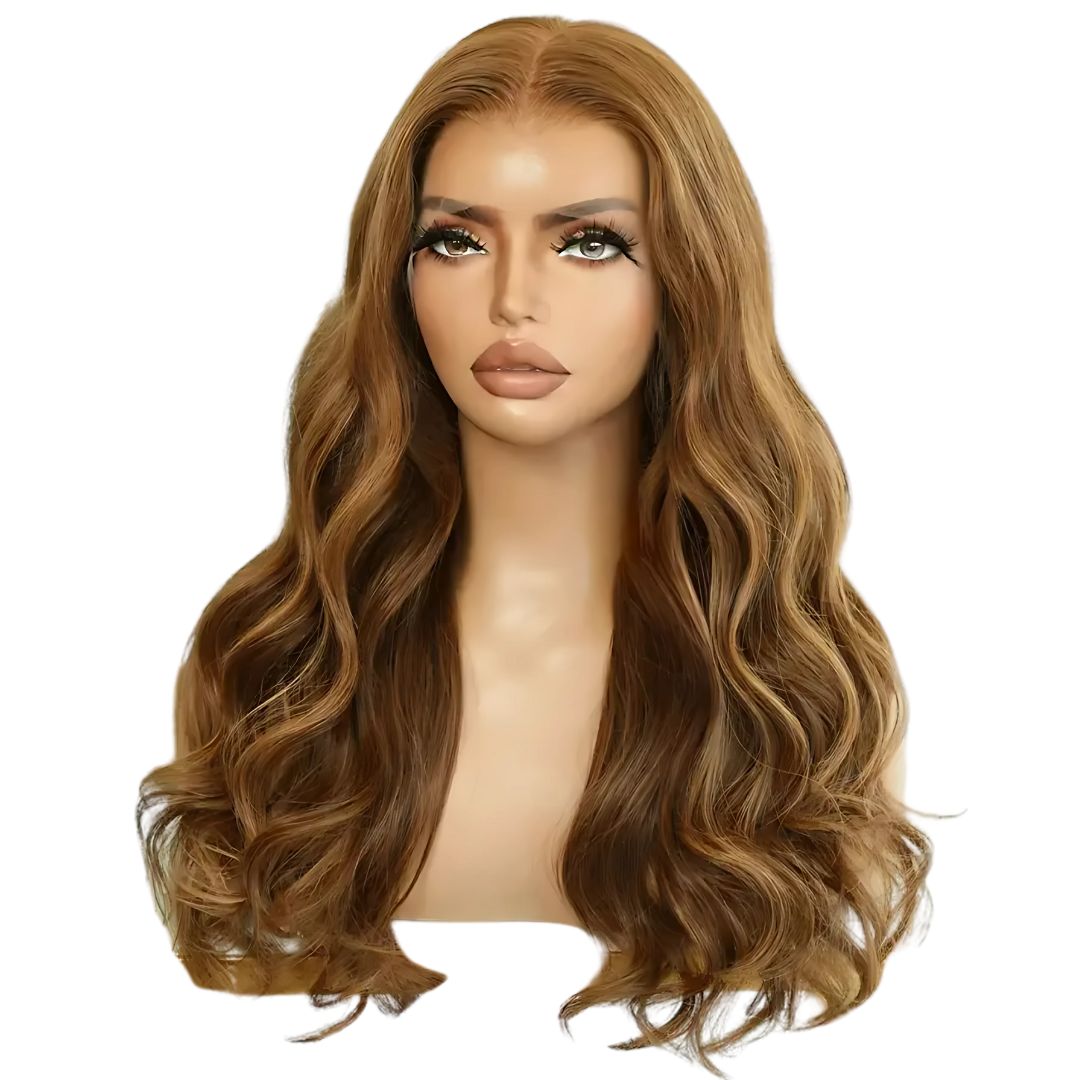 Calliope's Muse: The Long Light Brown and Blonde Highlighted Wavy Lace Front Wig