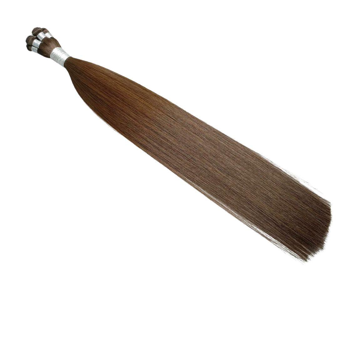 Whispering Winds: Brown Straight Genius Weft Hair Extensions