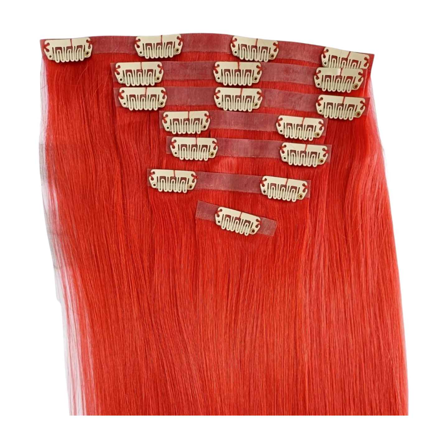 Red Straight Seamless Clip In Hair Extensions
