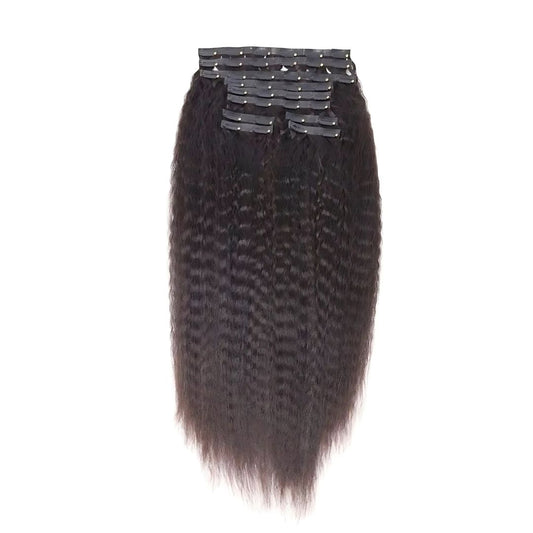 Kinky Straight Seamless Clip In Hair Extensions