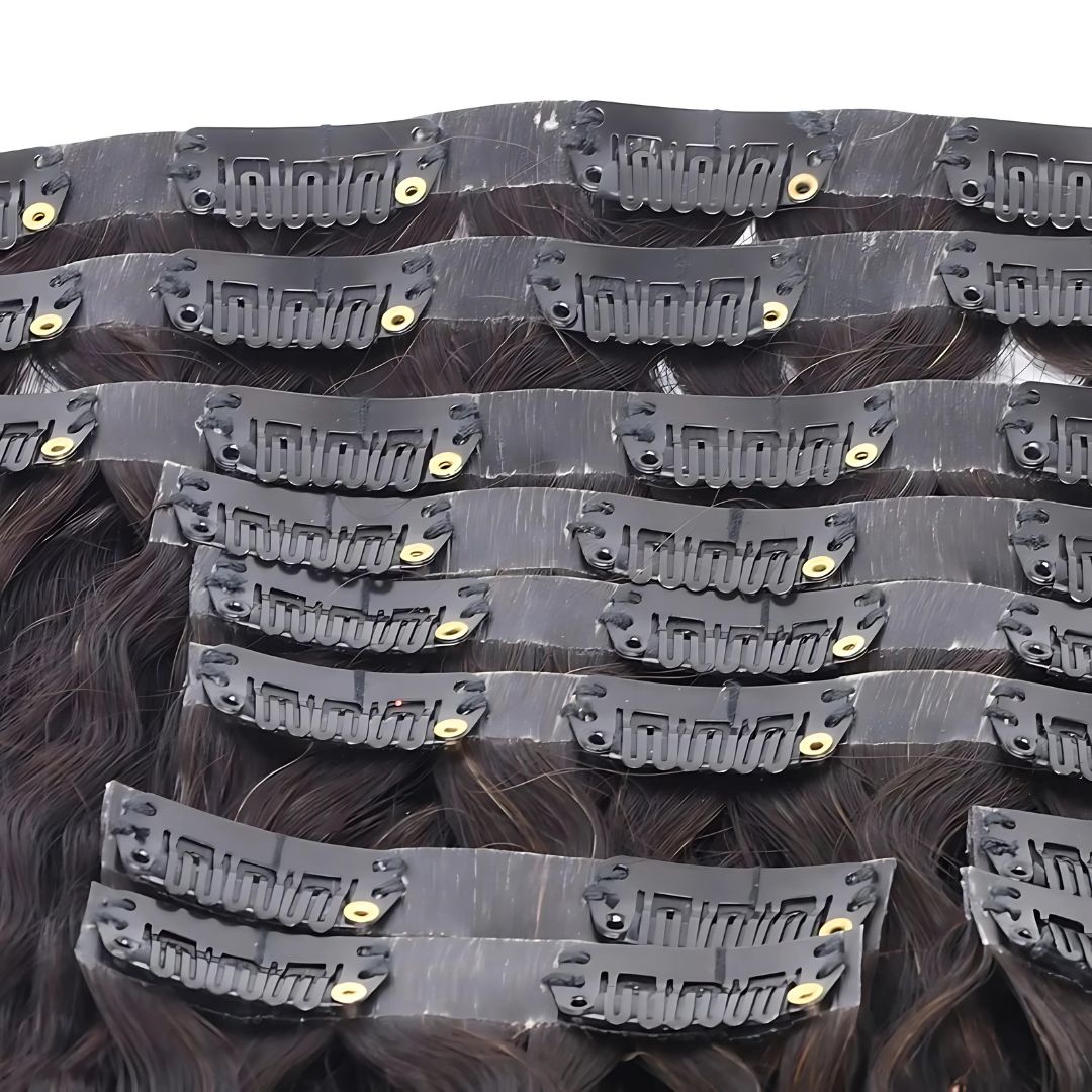 Kinky Straight Seamless Clip In Hair Extensions