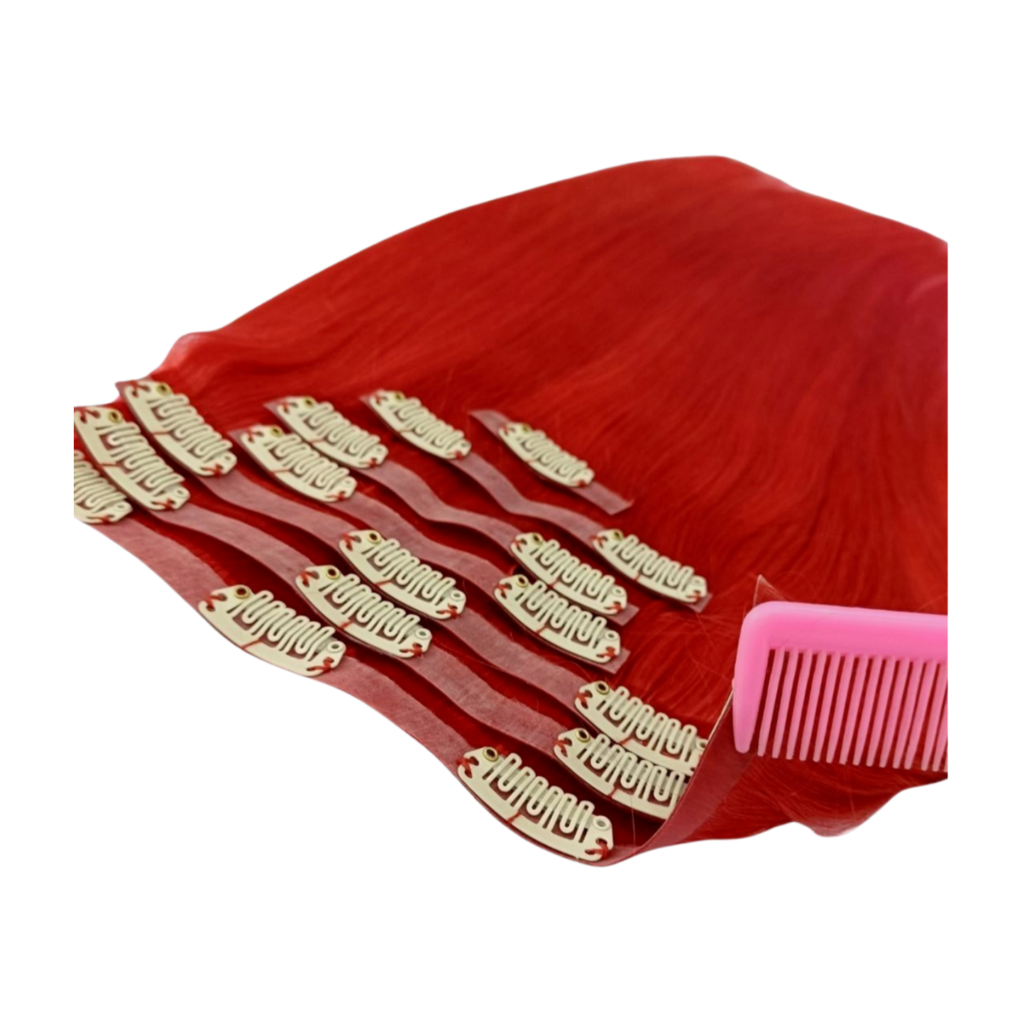 Red Straight Seamless Clip In Hair Extensions