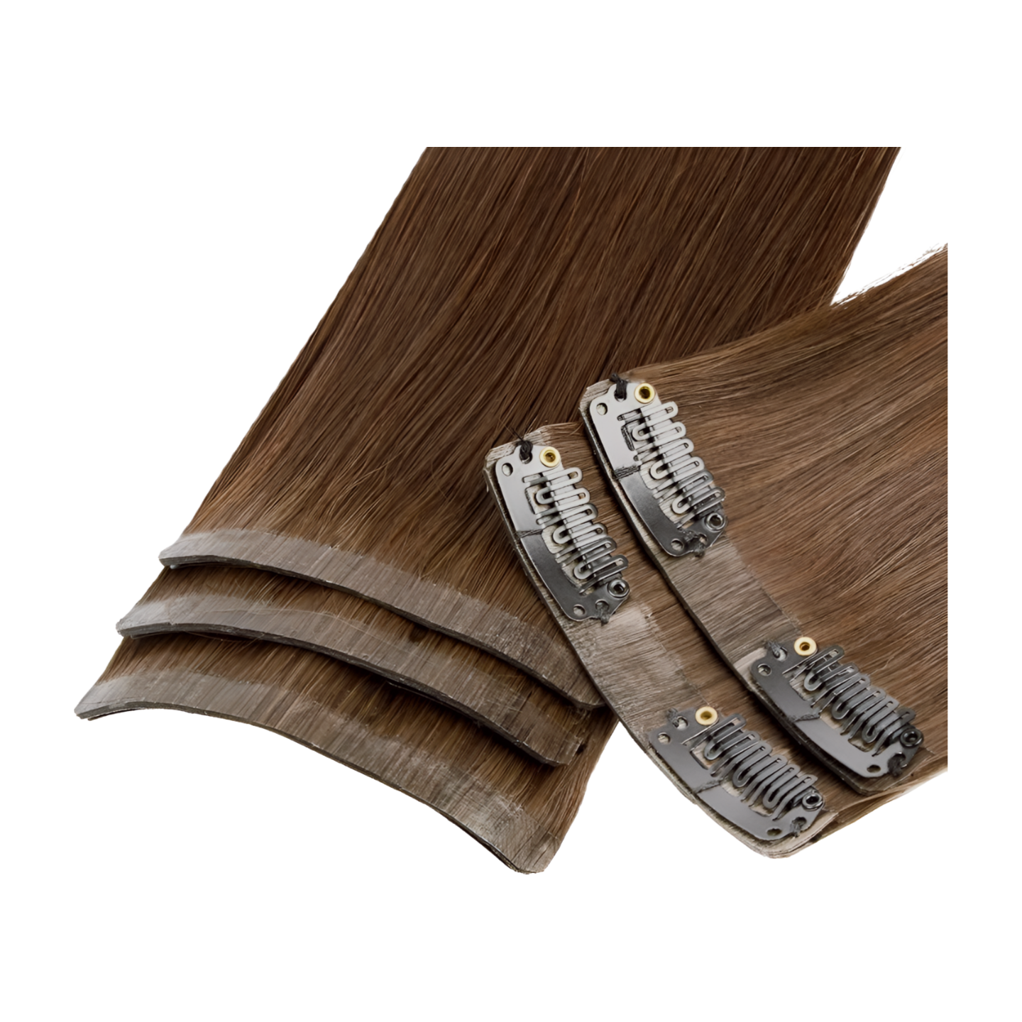 Brown Straight Seamless Clip In Hair Extensions