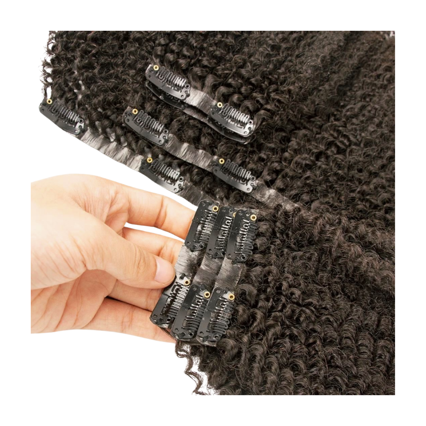 Afro Curly Seamless Clip in Hair Extensions