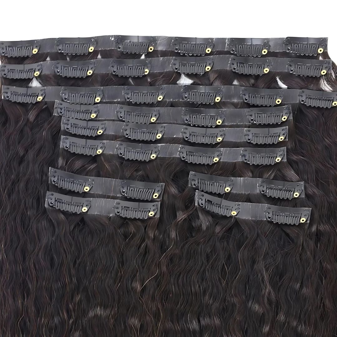 Kinky Straight Seamless Clip In Hair Extensions