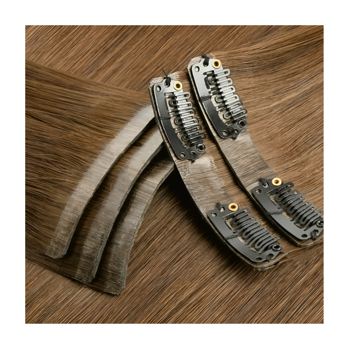 Brown Straight Seamless Clip In Hair Extensions