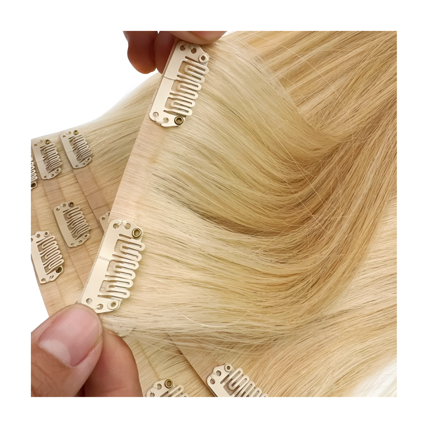 Blonde Straight Seamless Clip In Hair Extensions