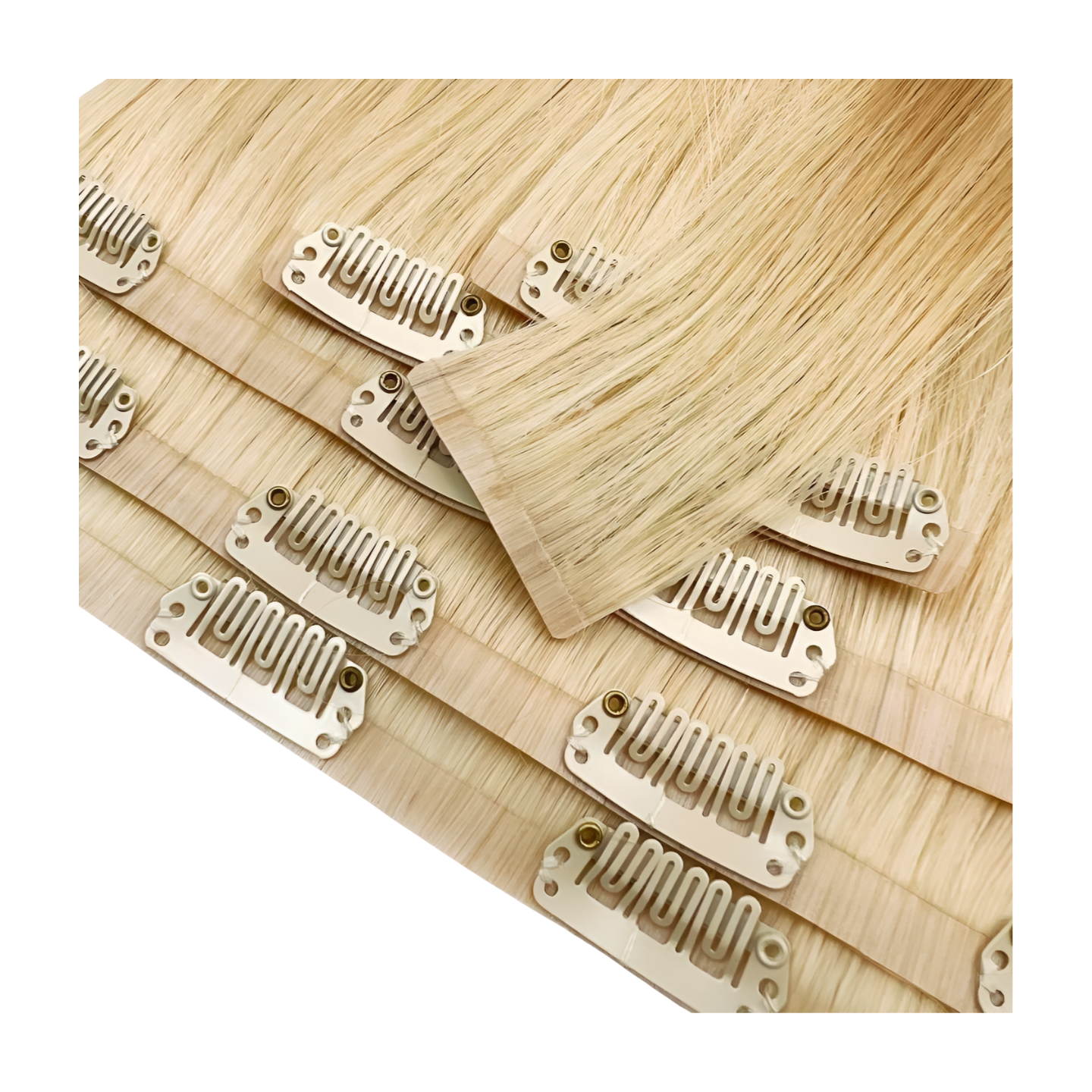 Blonde Straight Seamless Clip In Hair Extensions