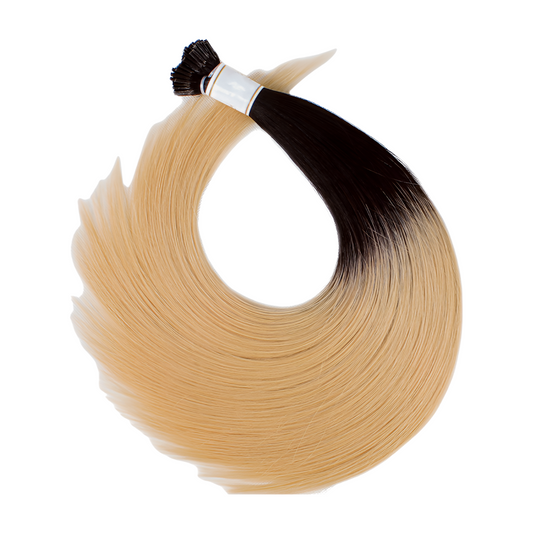 European Brown Roots and Blonde Ombre Straight I-Tips