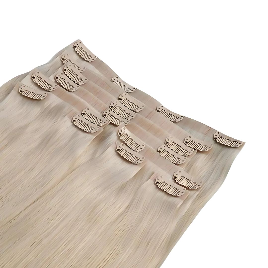 Blonde Straight Seamless Clip In Hair Extensions