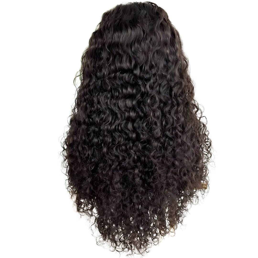 Erato's Elegance: The Long Black Curly Lace Front Wig