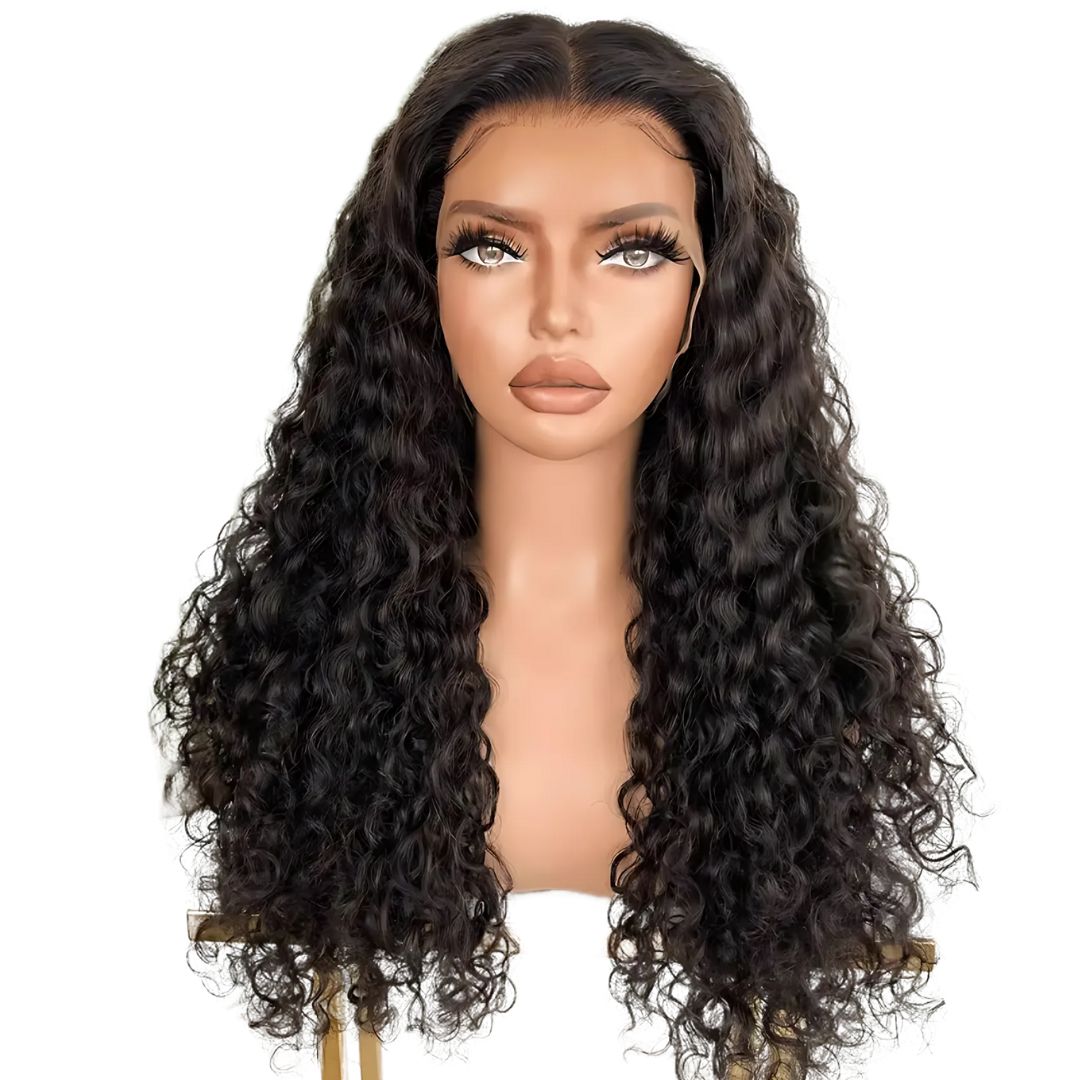 Erato's Elegance: The Long Black Curly Lace Front Wig