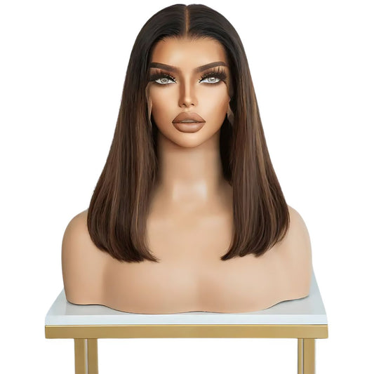 Glamorous Ombre Elegance: Mid-Length Lace Front Wig