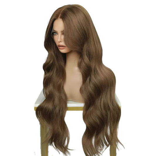 Ethereal Elegance: The Long Ash Brown Wavy Lace Front Wig