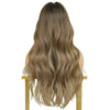 Radiant Grace: The Long Ash Brown with Honey Blonde Highlights Lace Front Wig