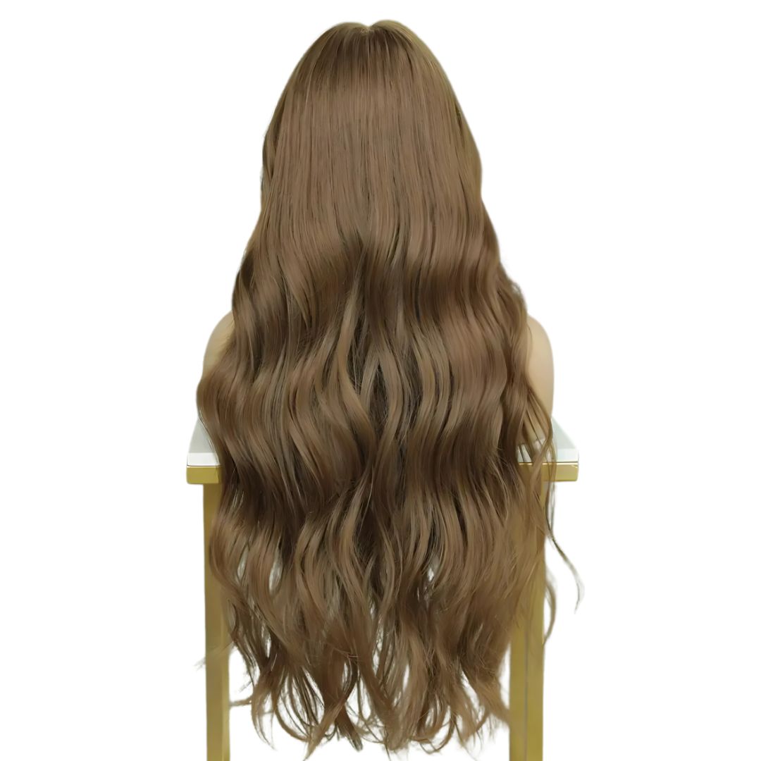 Ethereal Elegance: The Long Ash Brown Wavy Lace Front Wig
