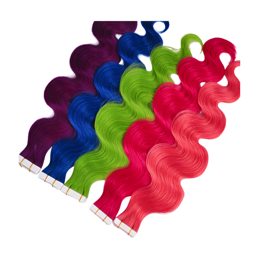 Multicolored Body Wave Tape Ins