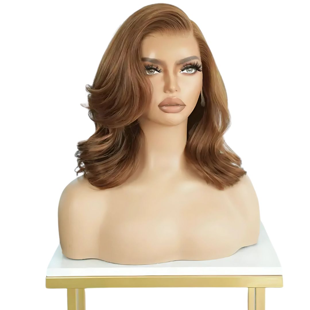 Aurora's Whisper: The Mid-Length Light Brown Wavy Lace Front Wig