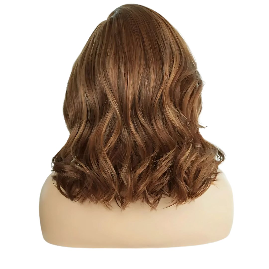 Aurora's Whisper: The Mid-Length Light Brown Wavy Lace Front Wig